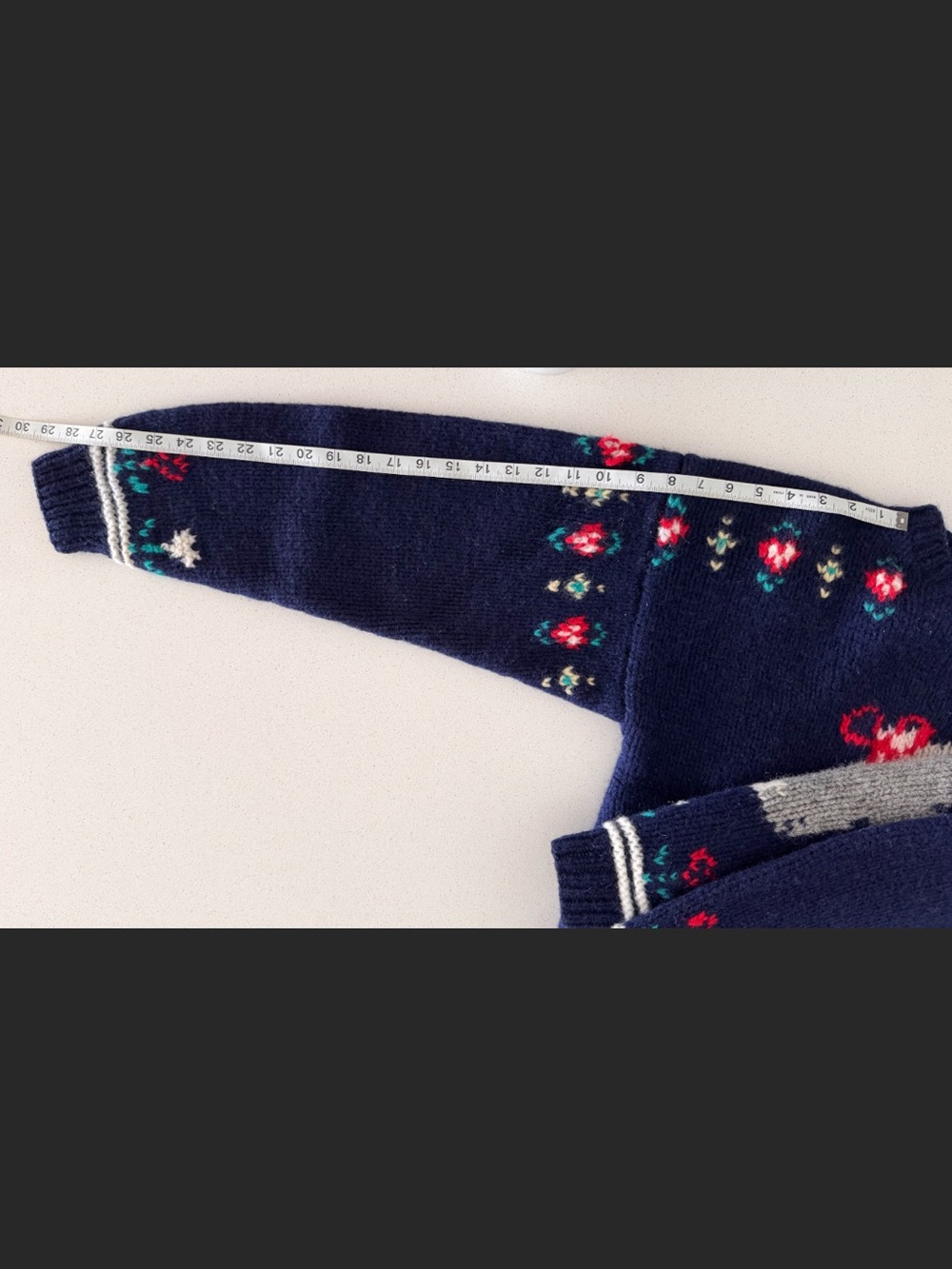 Vtg Woolrich Pure Virgin Wool Dog Sweater Navy Blue Sheepdog Floral Knit XL - Picture 6 of 13